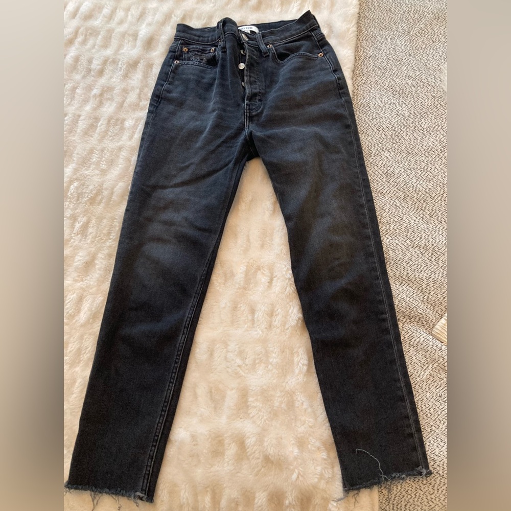 Redone high rise black jeans 28